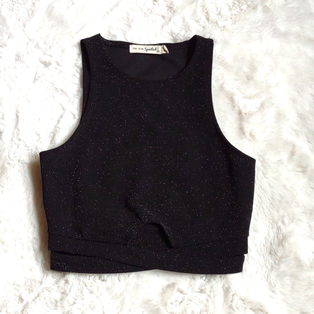 Black sparkly cropped tank top